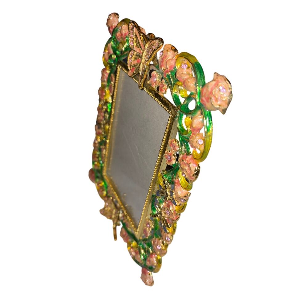 Butterfly Rhinestone Enamel Vintage Picture Photo Frame - Picture 9 of 12
